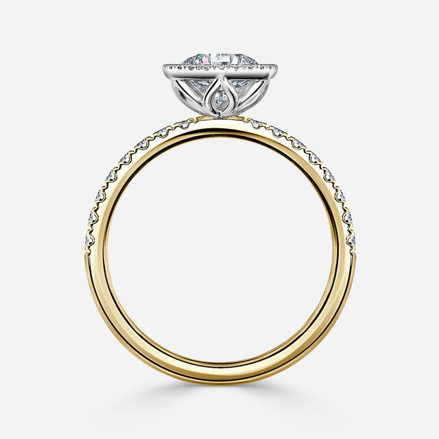 Lóis Yellow Gold Two Tone Halo Engagement Ring