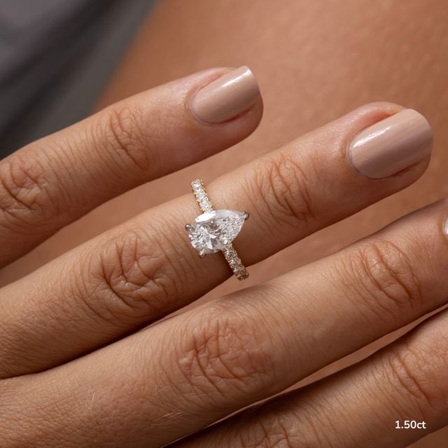 Sadie Petite Yellow Gold Two Tone Hidden Halo Engagement Ring
