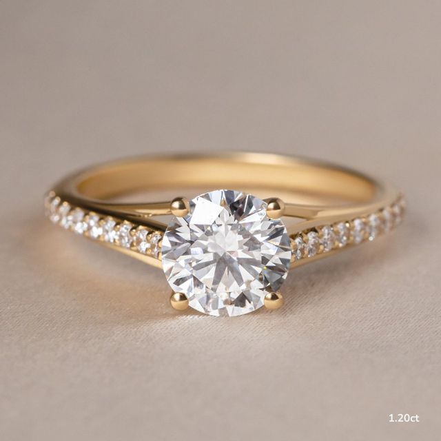 Olina Pave Yellow Gold Engagement Ring