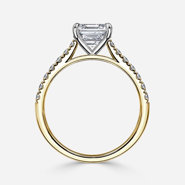 Josephine Yellow Gold Two Tone Pavé Engagement Ring