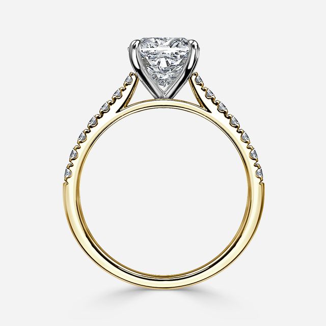 Josephine Yellow Gold Two Tone Pavé Engagement Ring