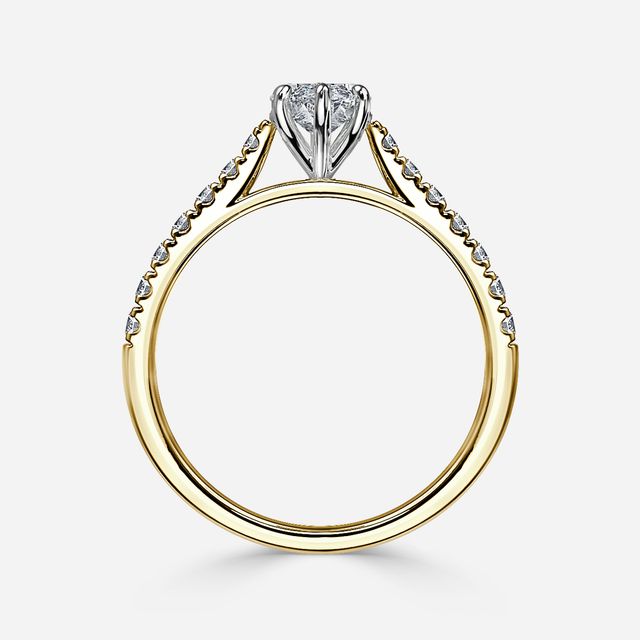 Josephine Yellow Gold Two Tone Pavé Engagement Ring