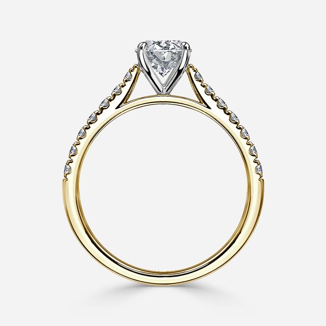 Josephine Yellow Gold Two Tone Pavé Engagement Ring