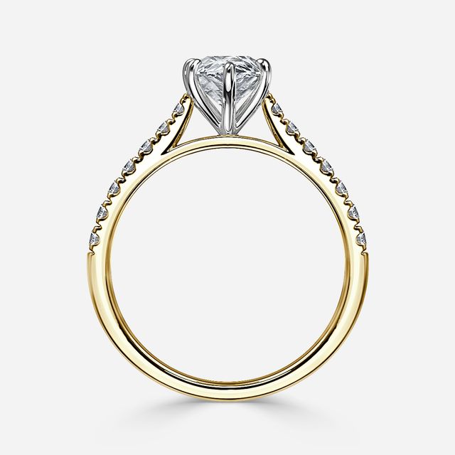 Josephine Yellow Gold Two Tone Pavé Engagement Ring