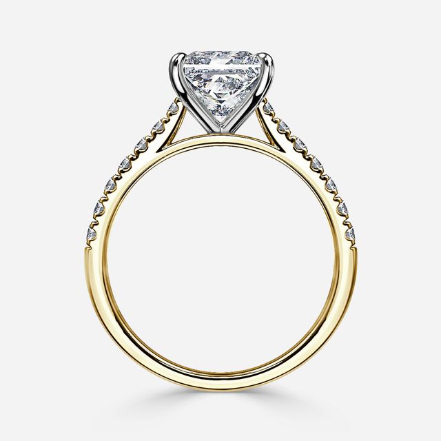 Josephine Yellow Gold Two Tone Pavé Engagement Ring