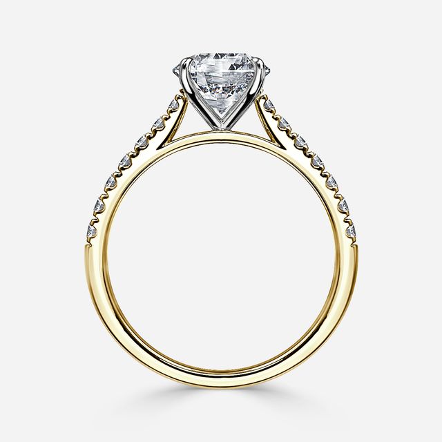 Josephine Yellow Gold Two Tone Pavé Engagement Ring