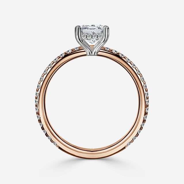 Sadie Petite Rose Gold Two Tone Hidden Halo Engagement Ring