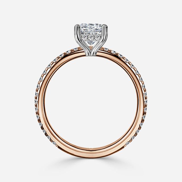 Sadie Petite Rose Gold Two Tone Hidden Halo Engagement Ring