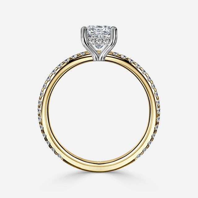 Sadie Petite Yellow Gold Two Tone Hidden Halo Engagement Ring