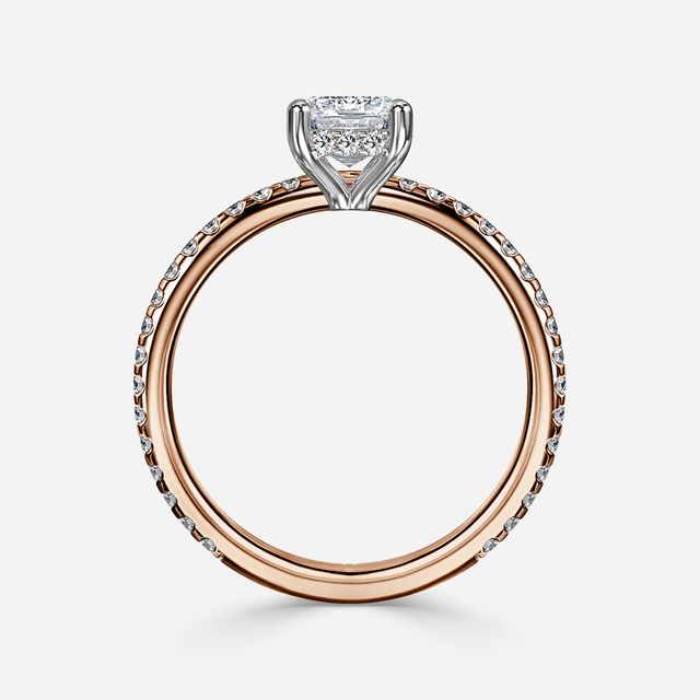 Sadie Petite Rose Gold Two Tone Hidden Halo Engagement Ring