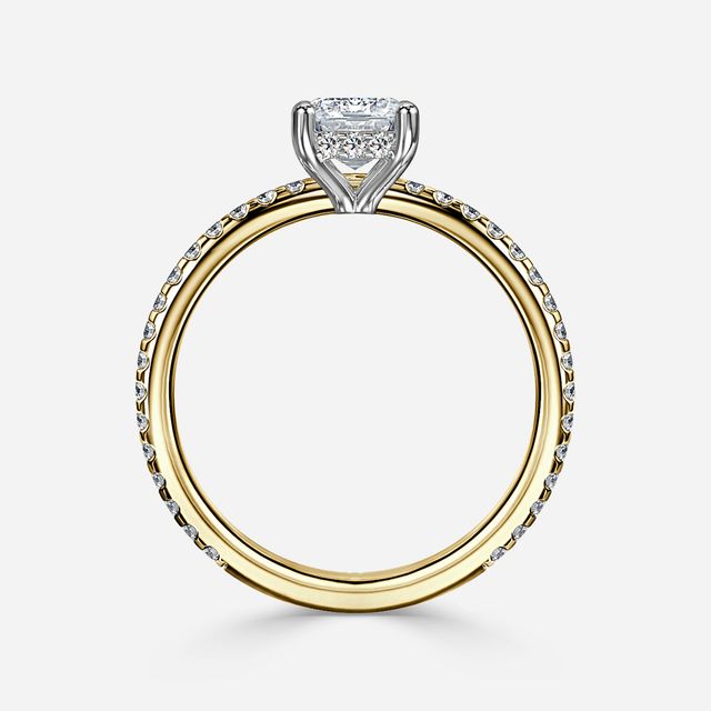 Sadie Petite Yellow Gold Two Tone Hidden Halo Engagement Ring