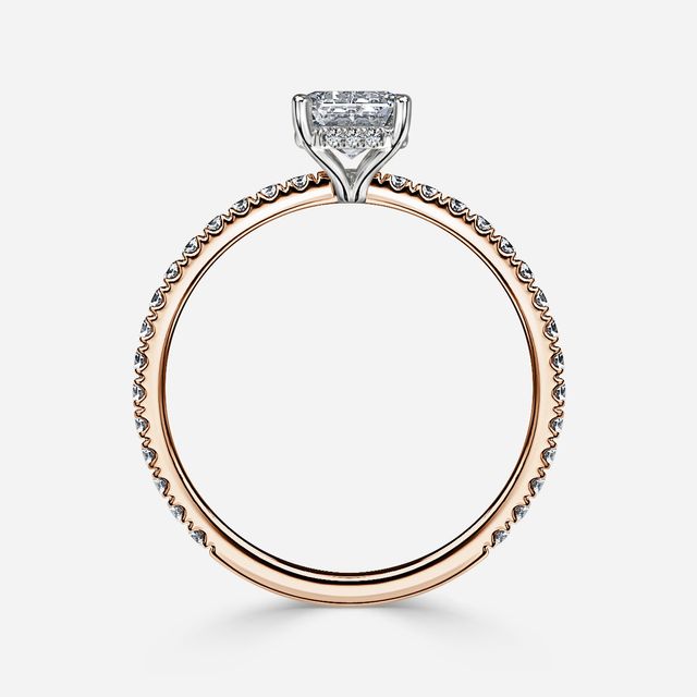 Sadie Petite Rose Gold Two Tone Hidden Halo Engagement Ring