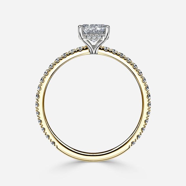 Sadie Petite Yellow Gold Two Tone Hidden Halo Engagement Ring