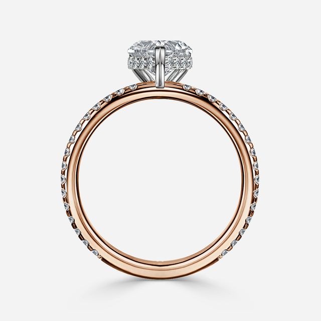 Sadie Petite Rose Gold Two Tone Hidden Halo Engagement Ring