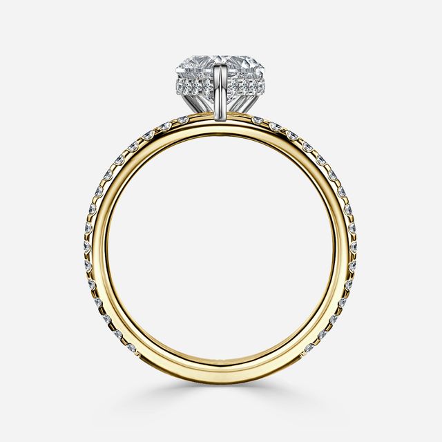 Sadie Petite Yellow Gold Two Tone Hidden Halo Engagement Ring