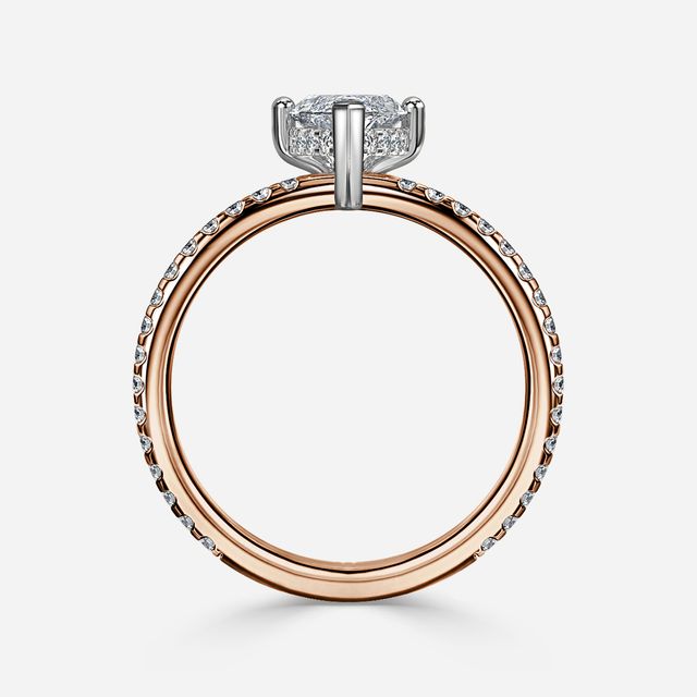 Sadie Petite Rose Gold Two Tone Hidden Halo Engagement Ring