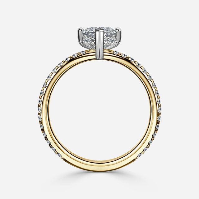 Sadie Petite Yellow Gold Two Tone Hidden Halo Engagement Ring