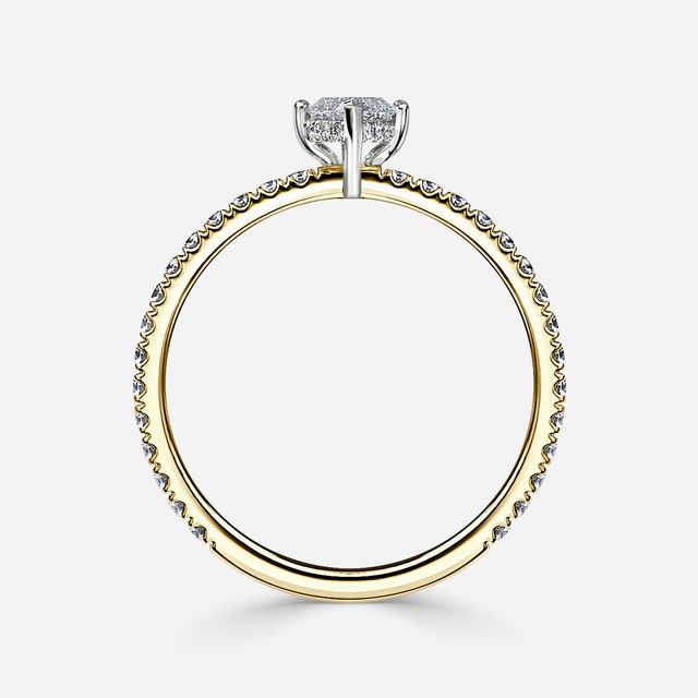 Sadie Petite Yellow Gold Two Tone Hidden Halo Engagement Ring