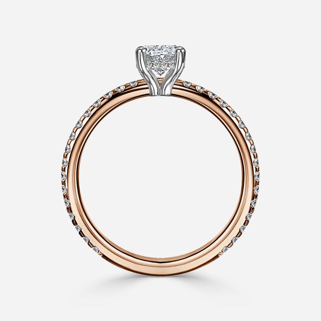Sadie Petite Rose Gold Two Tone Hidden Halo Engagement Ring
