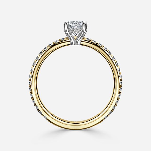 Sadie Petite Yellow Gold Two Tone Hidden Halo Engagement Ring