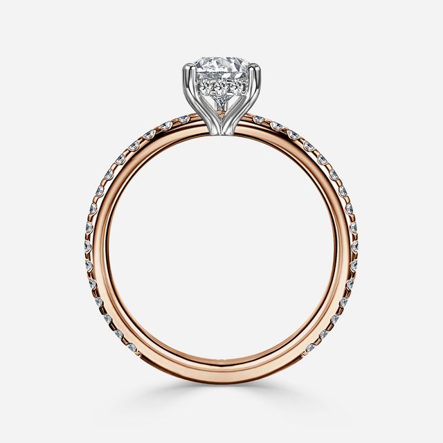 Sadie Petite Rose Gold Two Tone Hidden Halo Engagement Ring