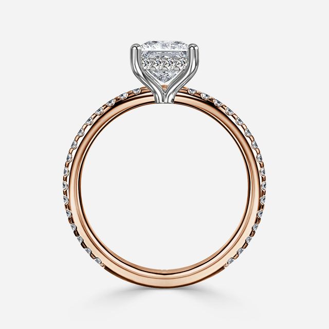Sadie Petite Rose Gold Two Tone Hidden Halo Engagement Ring