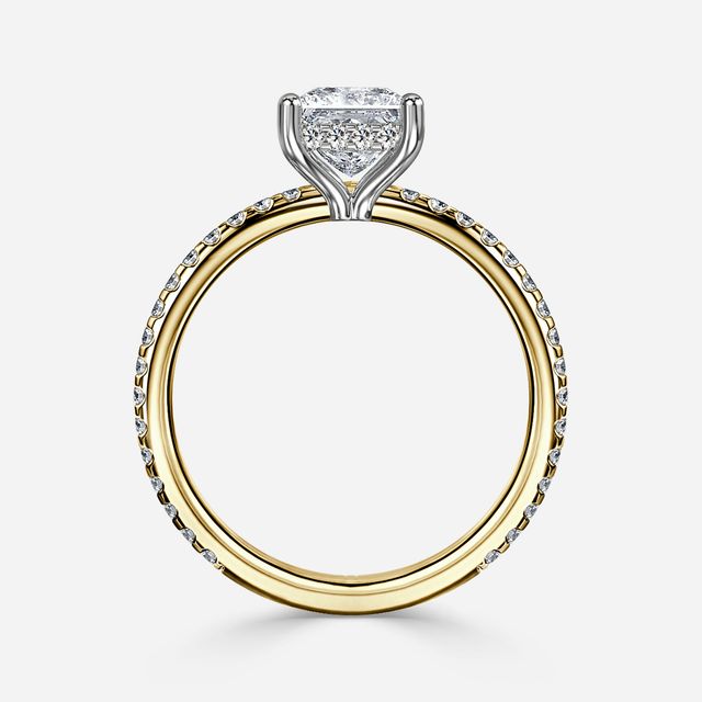 Sadie Petite Yellow Gold Two Tone Hidden Halo Engagement Ring