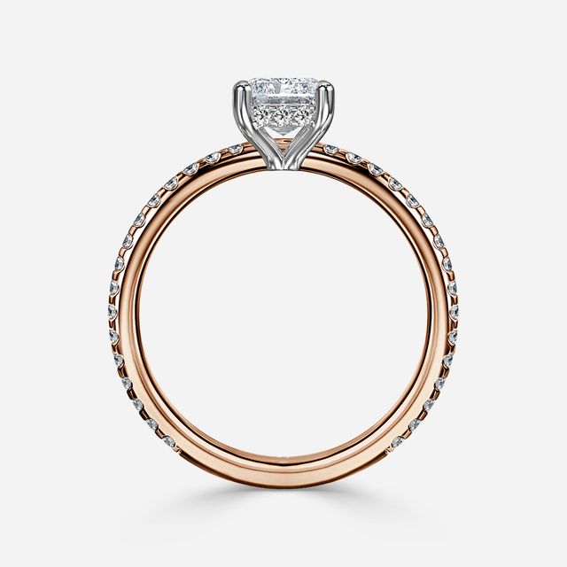 Sadie Petite Rose Gold Two Tone Hidden Halo Engagement Ring