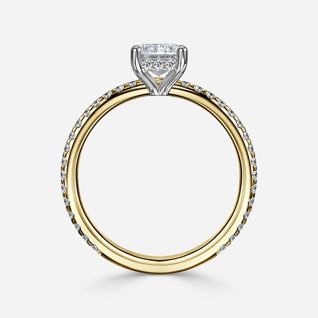 Sadie Petite Yellow Gold Two Tone Hidden Halo Engagement Ring