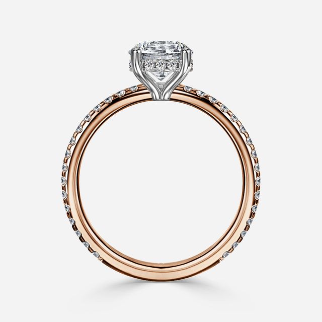 Sadie Petite Rose Gold Two Tone Hidden Halo Engagement Ring