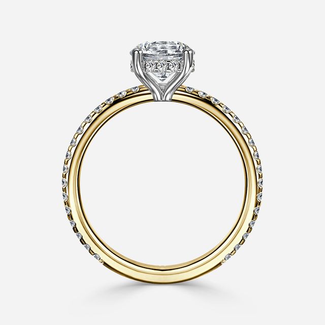 Sadie Petite Yellow Gold Two Tone Hidden Halo Engagement Ring