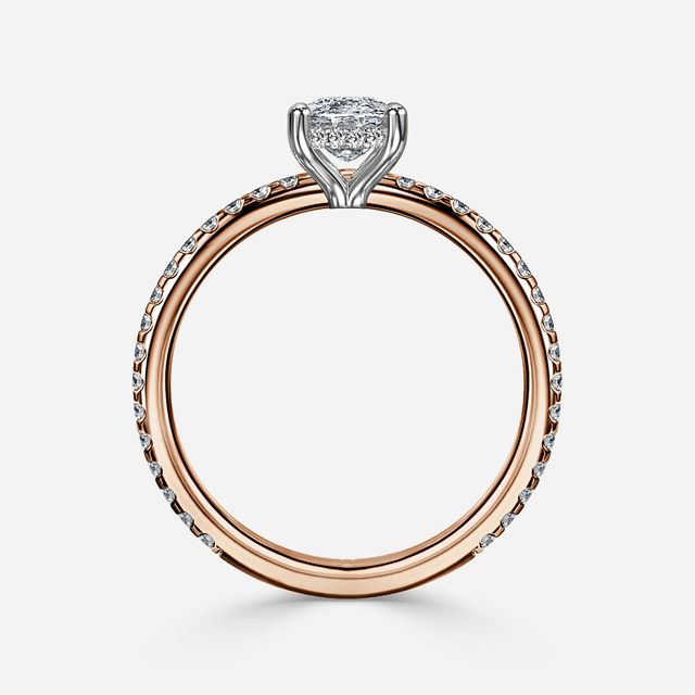Sadie Petite Rose Gold Two Tone Hidden Halo Engagement Ring