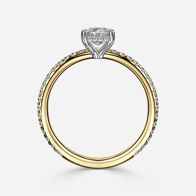 Sadie Petite Yellow Gold Two Tone Hidden Halo Engagement Ring