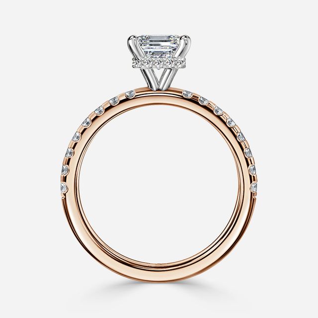 Samara Rose Gold Two Tone Hidden Halo Engagement Ring