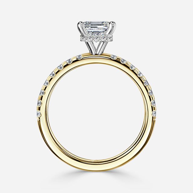 Samara Yellow Gold Two Tone Hidden Halo Engagement Ring