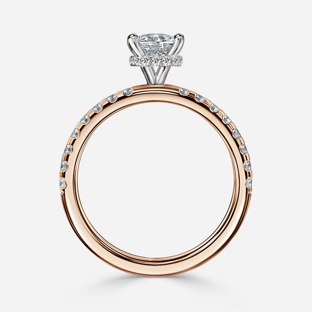 Samara Rose Gold Two Tone Hidden Halo Engagement Ring
