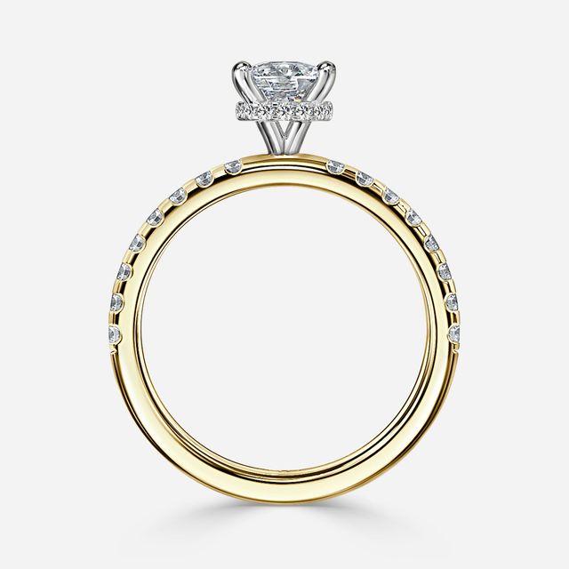 Samara Yellow Gold Two Tone Hidden Halo Engagement Ring