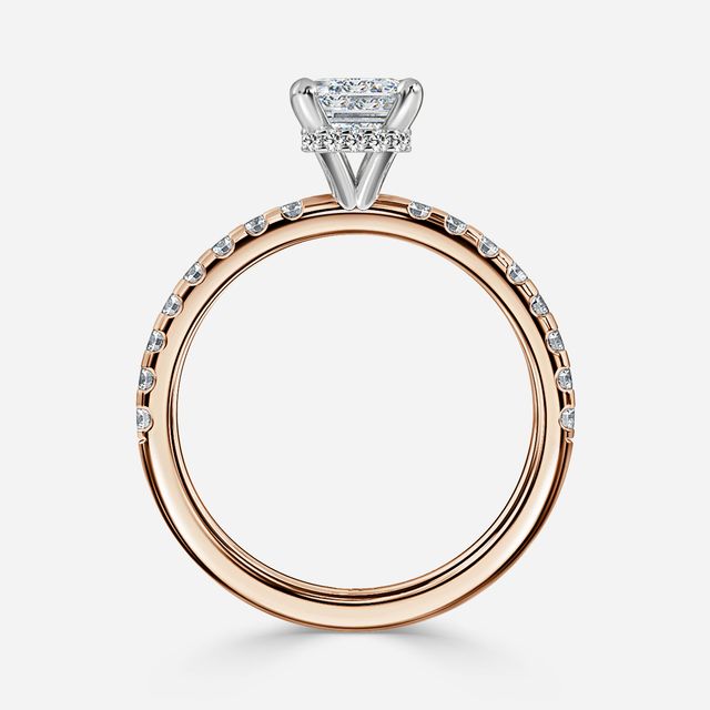 Samara Rose Gold Two Tone Hidden Halo Engagement Ring