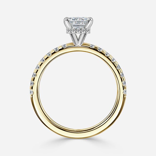 Samara Yellow Gold Two Tone Hidden Halo Engagement Ring