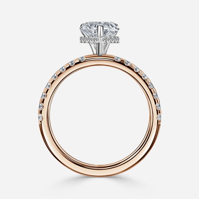 Samara Rose Gold Two Tone Hidden Halo Engagement Ring