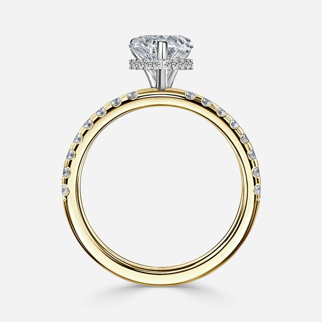 Samara Yellow Gold Two Tone Hidden Halo Engagement Ring