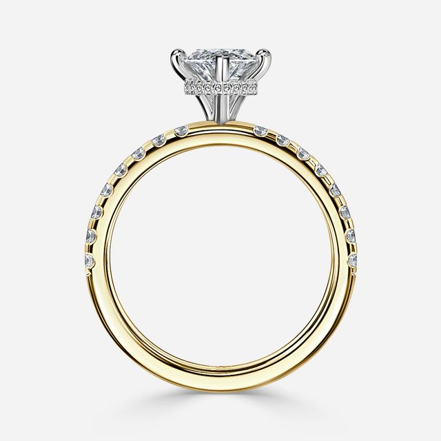 Samara Yellow Gold Two Tone Hidden Halo Engagement Ring