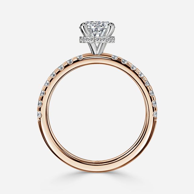 Samara Rose Gold Two Tone Hidden Halo Engagement Ring