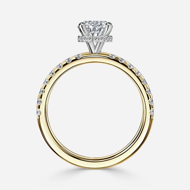 Samara Yellow Gold Two Tone Hidden Halo Engagement Ring