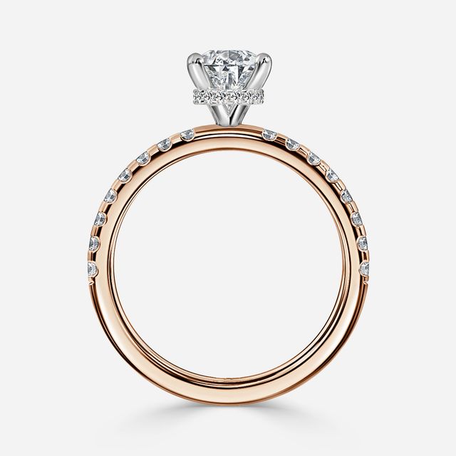 Samara Rose Gold Two Tone Hidden Halo Engagement Ring