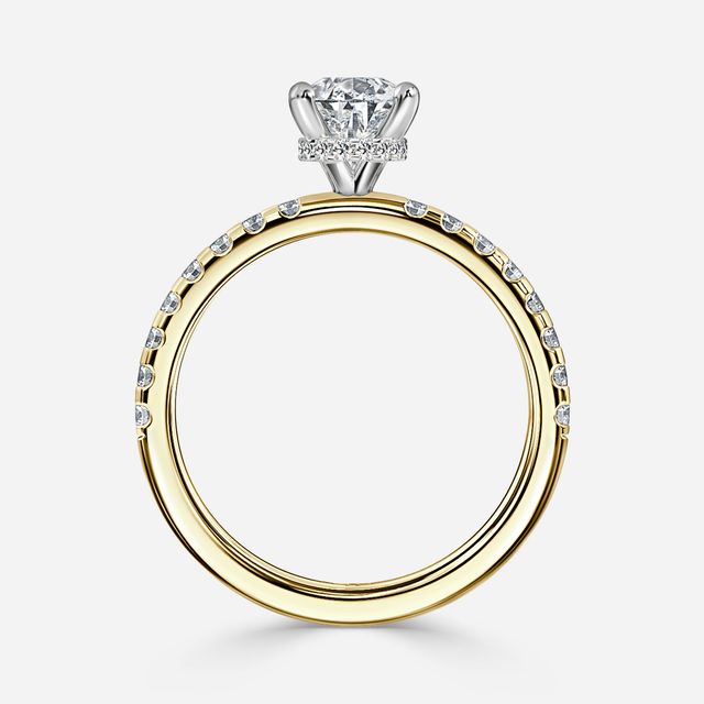 Samara Yellow Gold Two Tone Hidden Halo Engagement Ring