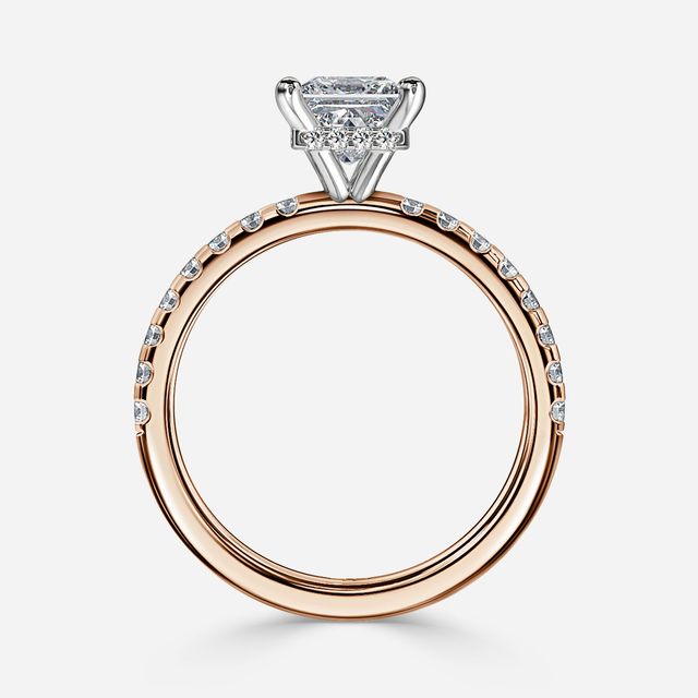 Samara Rose Gold Two Tone Hidden Halo Engagement Ring