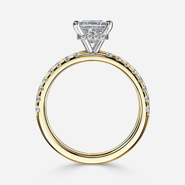 Samara Yellow Gold Two Tone Hidden Halo Engagement Ring