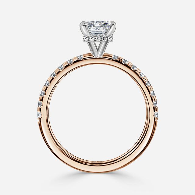 Samara Rose Gold Two Tone Hidden Halo Engagement Ring