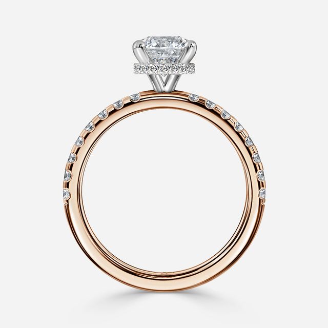 Samara Rose Gold Two Tone Hidden Halo Engagement Ring